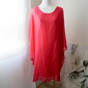 Pura seta Silk Pink cold shoulder Angel Shirt/Dress size 6 S